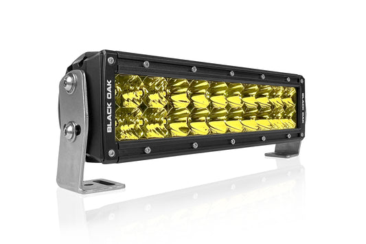 10 Inch Yellow Lens Double Row: Black Oak LED Pro Series 2.0 Dual Row LED Light Bar