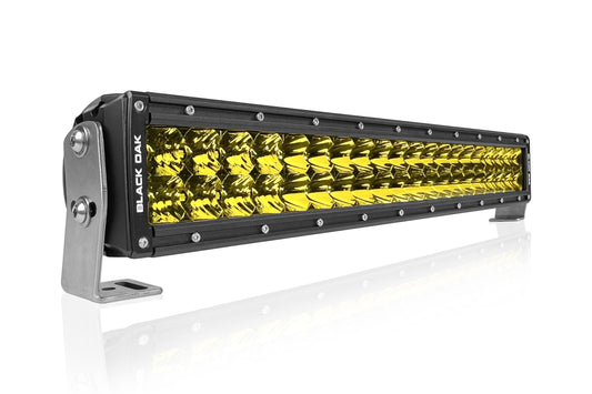 20 Inch Yellow Lens Double Row: Black Oak LED Pro Series 3.0 Dual Row LED Light Bar - Combo Optics (200w)