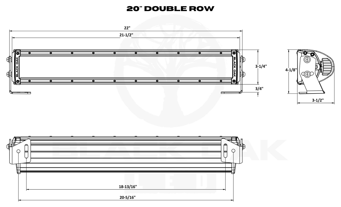 20 Inch 850nm Infrared IR LED Double Row Light Bar - Black Oak LED Pro Series 3.0