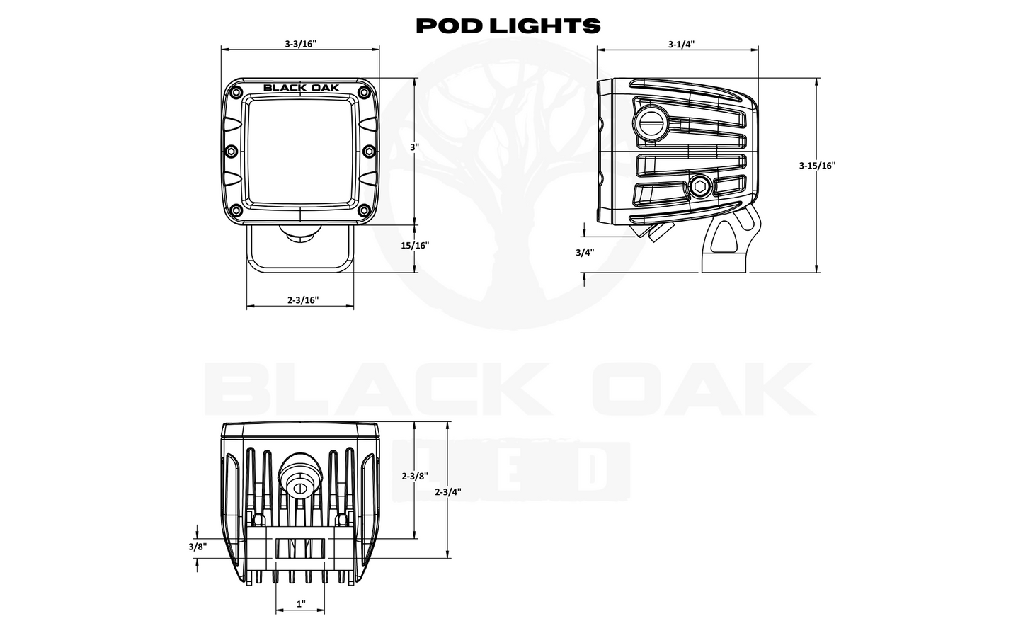 2 Inch Yellow Lens Flood or Spot Pod: Black Oak LED Pro Series 3.0: 40W CREE XM-L2