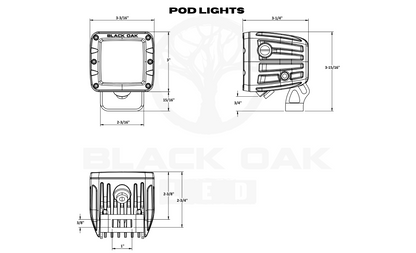 2 Inch 850nm Infrared POD Light - Black Oak LED Pro Series 3.0