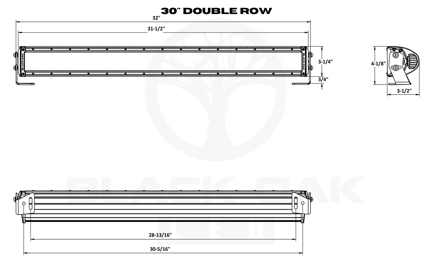 30 Inch Double Row: Black Oak LED Pro Series 3.0 Dual Row LED Light Bar - Combo, Spot, or Flood Optics (180w/300w)