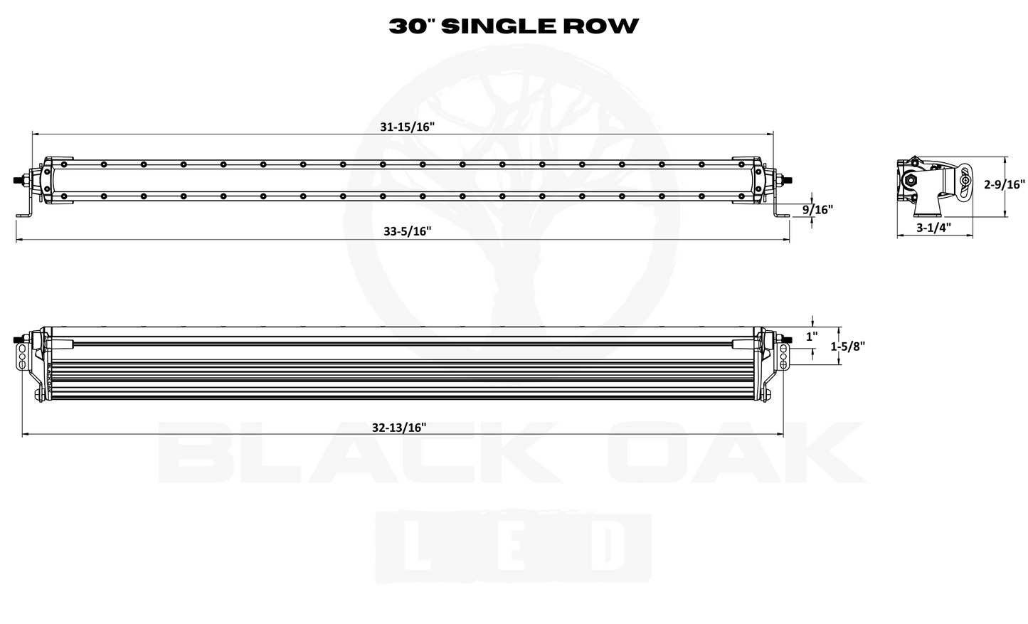 30 Inch Marine Single Row: Black Oak LED Pro Series 3.0 - 5 Watt Combo LED Light Bar - Spot & Flood Optics (150w)