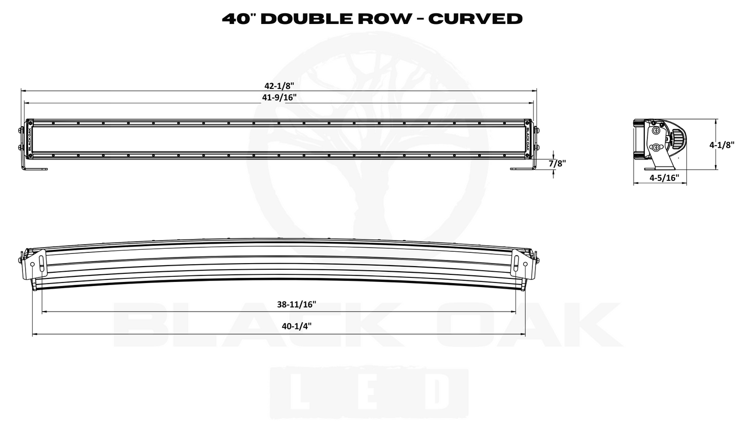 40 Inch Curved Double Row: Black Oak LED Pro Series 3.0 Dual Row LED Light Bar - Combo, Spot, or Flood Optics (240w/400w)