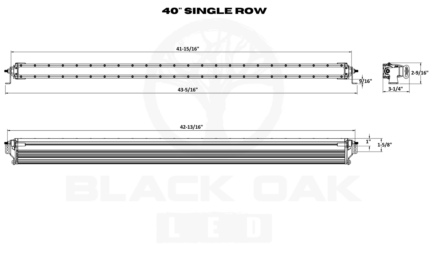 40 Inch Single Row: Black Oak LED Pro Series 3.0 LED Light Bar - Combo, Spot, or Flood Optics (120w,200w)