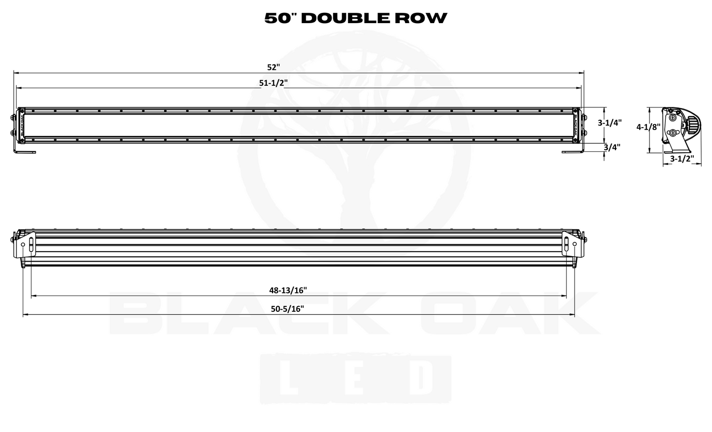 50 Inch Double Row: Black Oak LED Pro Series 3.0 Dual Row LED Light Bar - Combo, Flood, or Spot Optics (300w/500w)