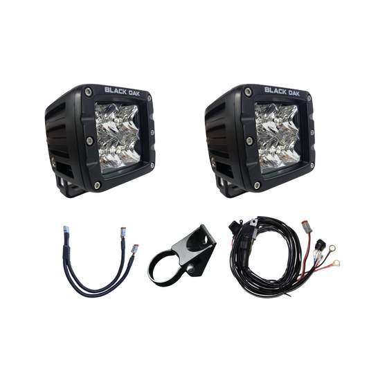 UTV Roll Cage Pod Lighting Kit - Black Oak LED Pro Series 3.0 (Spot) - Fits 2" Tube