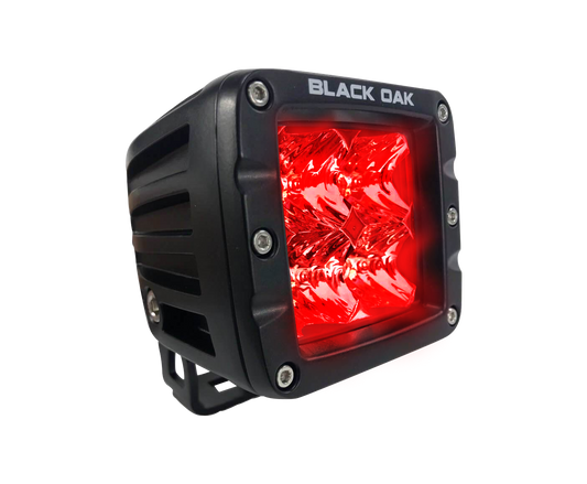 2 Inch Red LED Predator Hunting Pod Light (Flood Optics) - Black Oak LED Pro Series 3.0